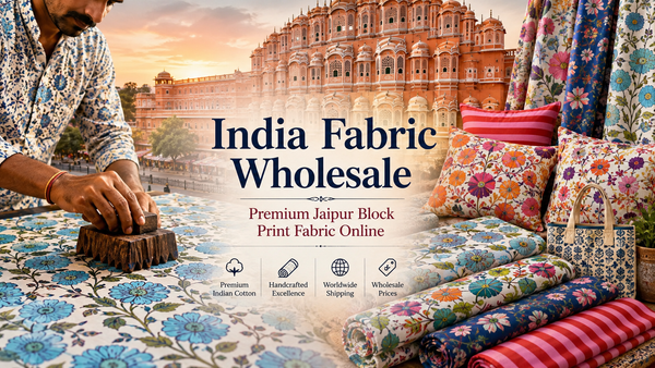Authentic Jaipur block print fabric online available through India fabric wholesale store