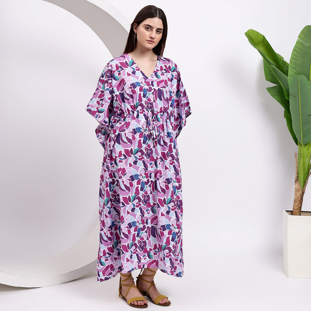 Plus Size Block Print Kaftan dress for women – Indian Cotton Dresses