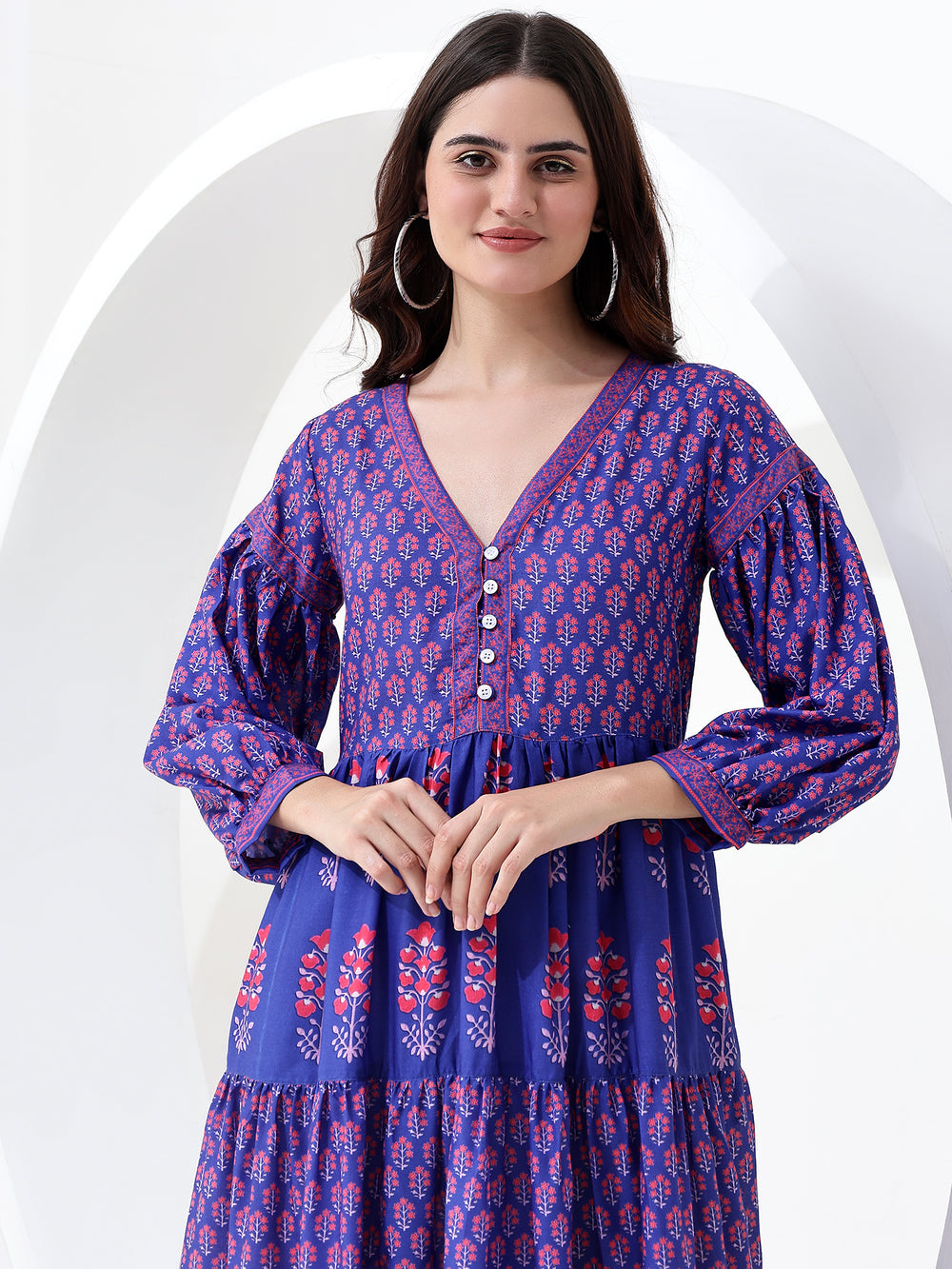 Blue Ruffle Maxi Dress