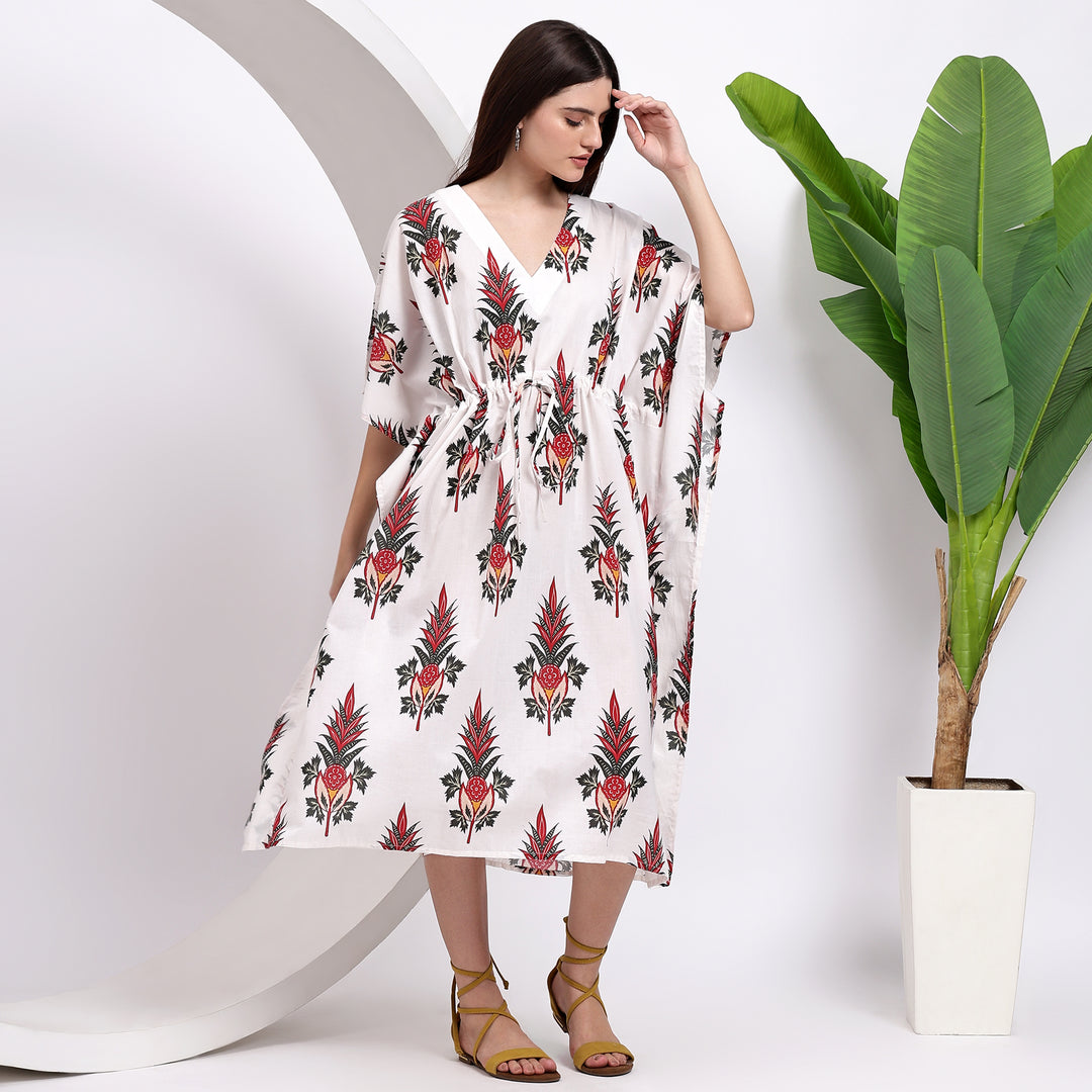 Indian Block Print Kaftan Dress – formal cotton caftan for Women