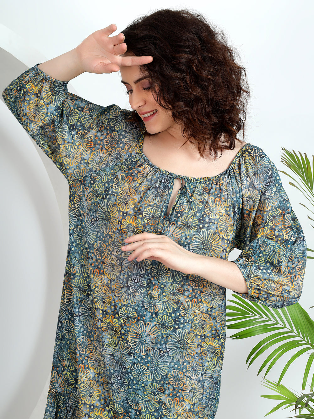 long dresses with puff sleeves