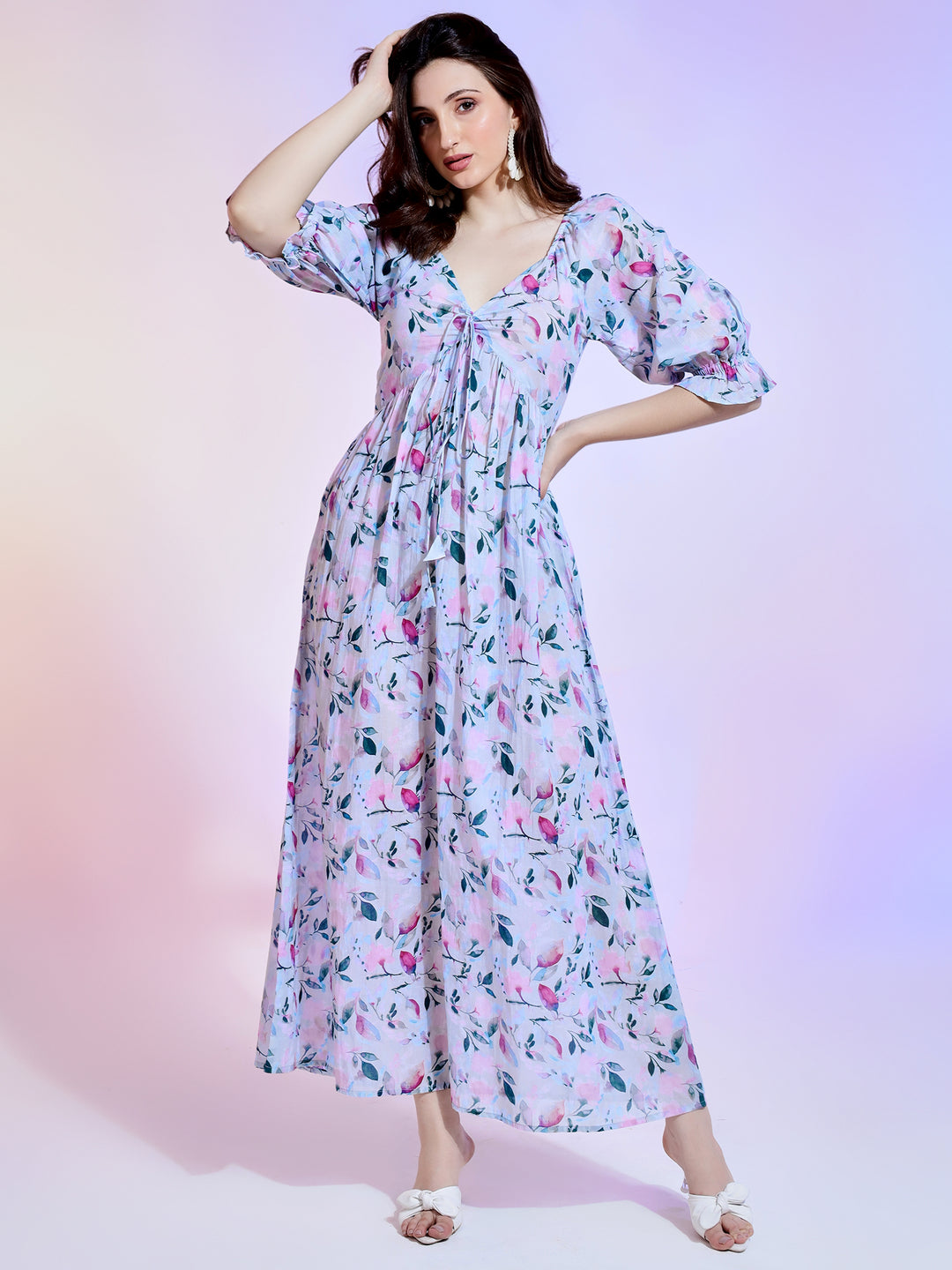 Long Dresses that are pink pastel Leaves