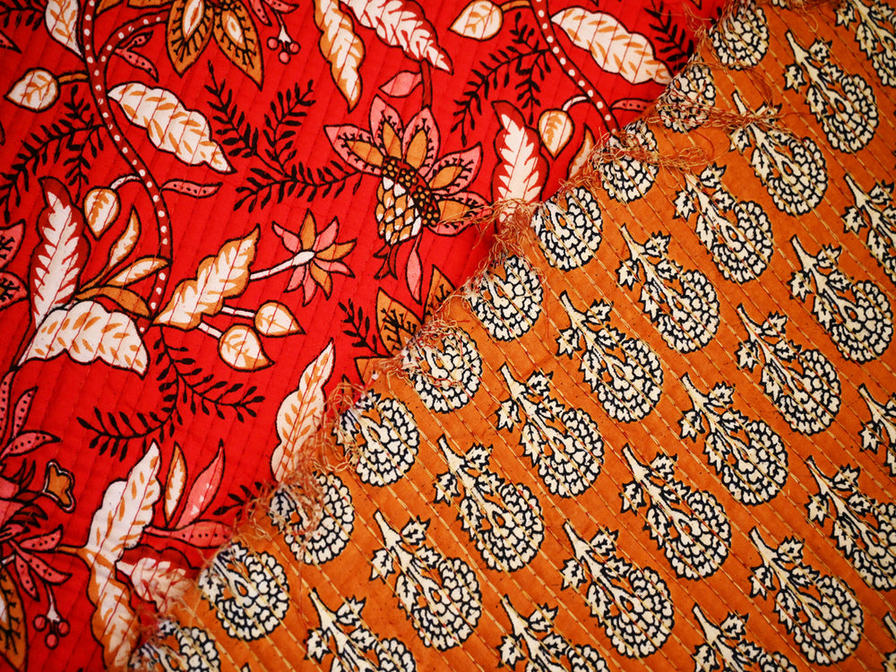 Handmade quilting fabric – Indian cotton quilted material by the yard