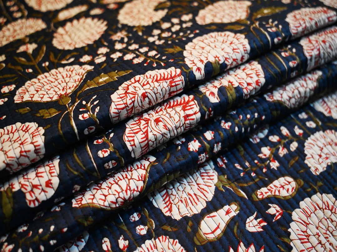Quilted Fabric by the Yard for DIY Projects – Block Print Cotton Quilting
