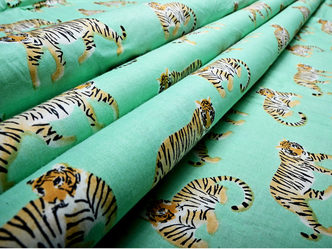 tiger printed cotton fabric