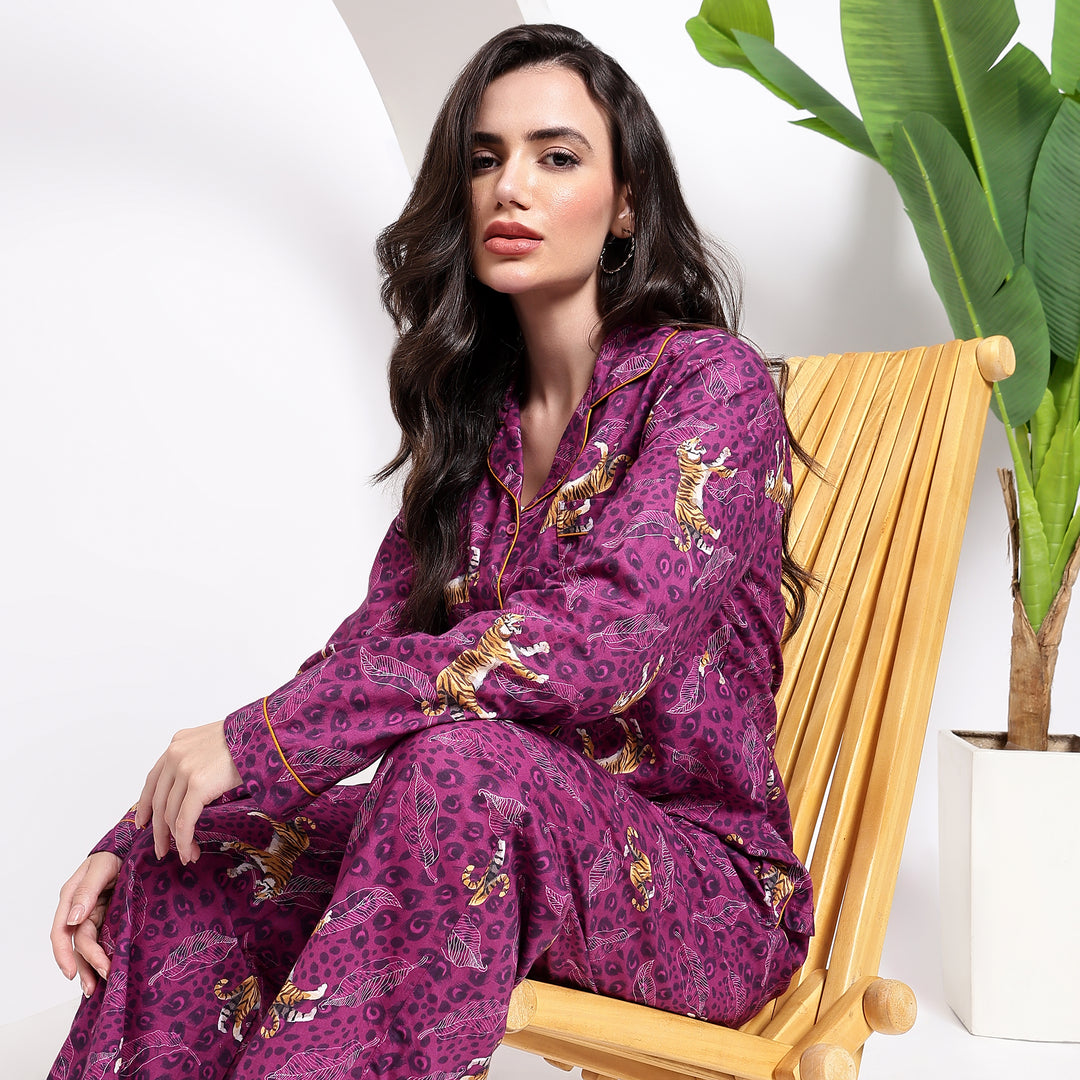 Animal print cotton pajamas – women’s leopard print PJ set