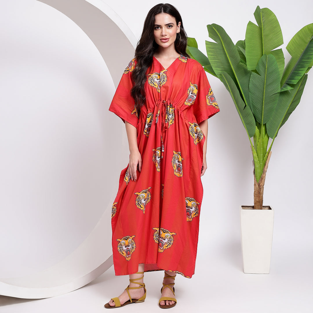 Animal Print Cotton Kaftan – Caftan Dress for Women