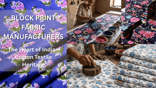 Block Print Fabric Manufacturers showcasing traditional Indian textile art and vibrant cotton patterns.