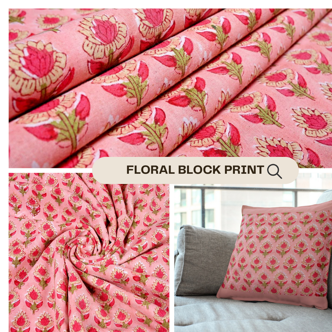 Floral Hand Block Print Fabric