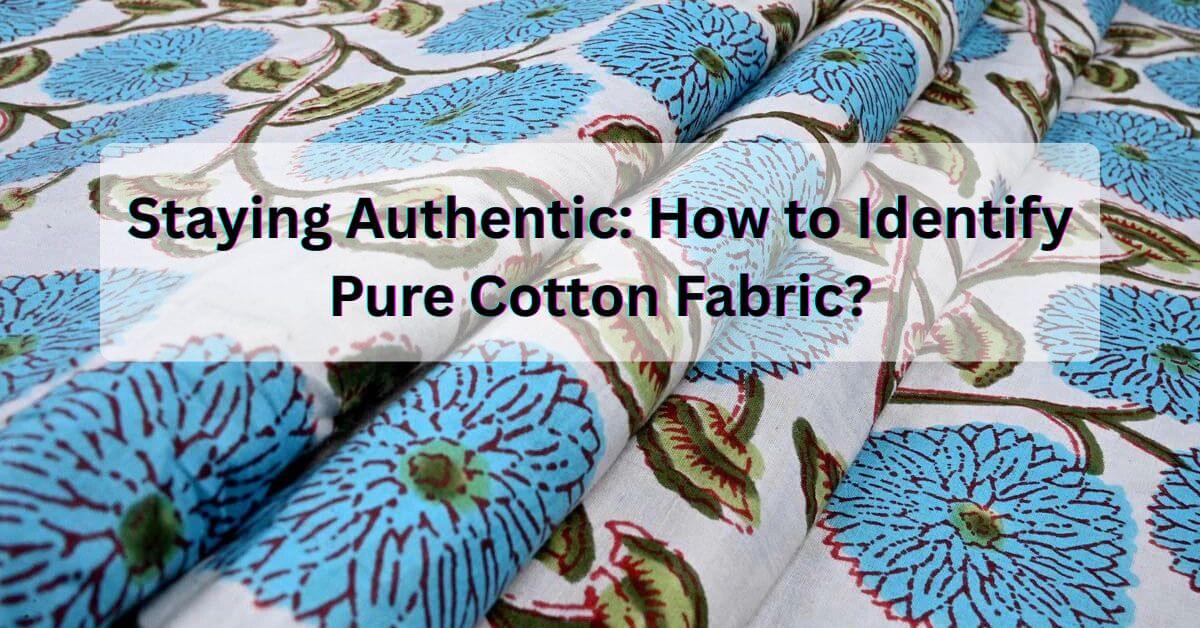 Staying Authentic: Close-up of pure cotton fabric with blue floral pattern, showcasing its texture and design.
