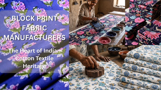 Indolibas Indian block print fabric manufacturing with handmade cotton textiles floral designs and traditional wooden block printing process