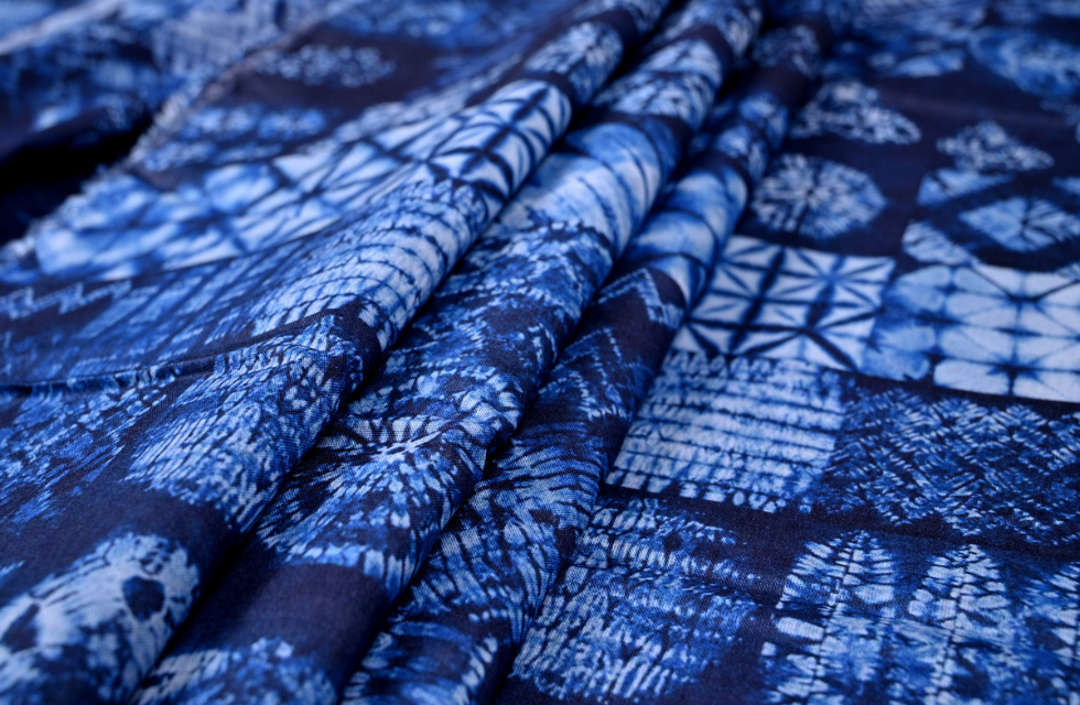 Indian Print Cotton Fabric with Indigo Prints