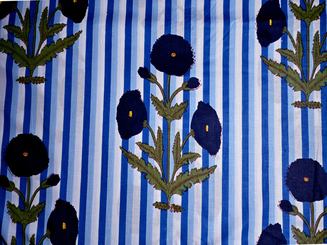stripe print cotton blue material