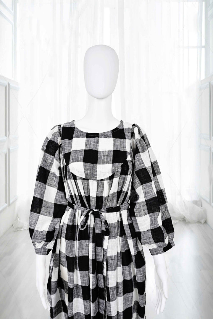 black white cotton maxi dress