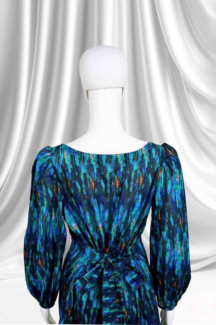blue maxi long sleeve dresses