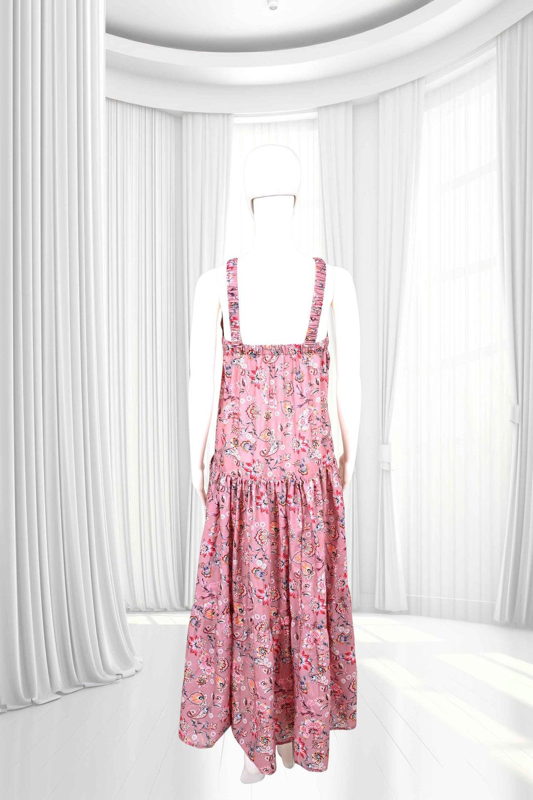 backless pink maxi dress