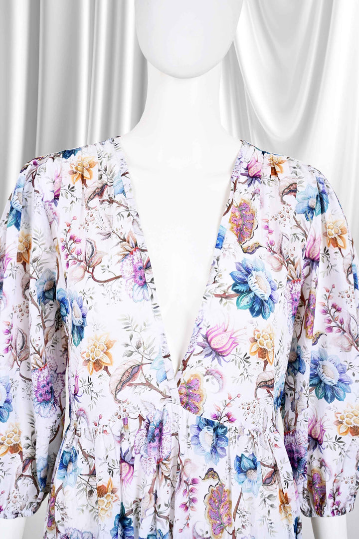 multi flower cotton maxi dress