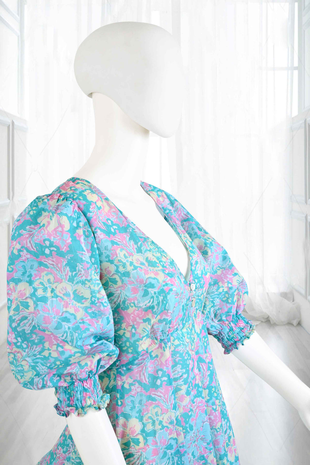flower printed cotton mini dress
