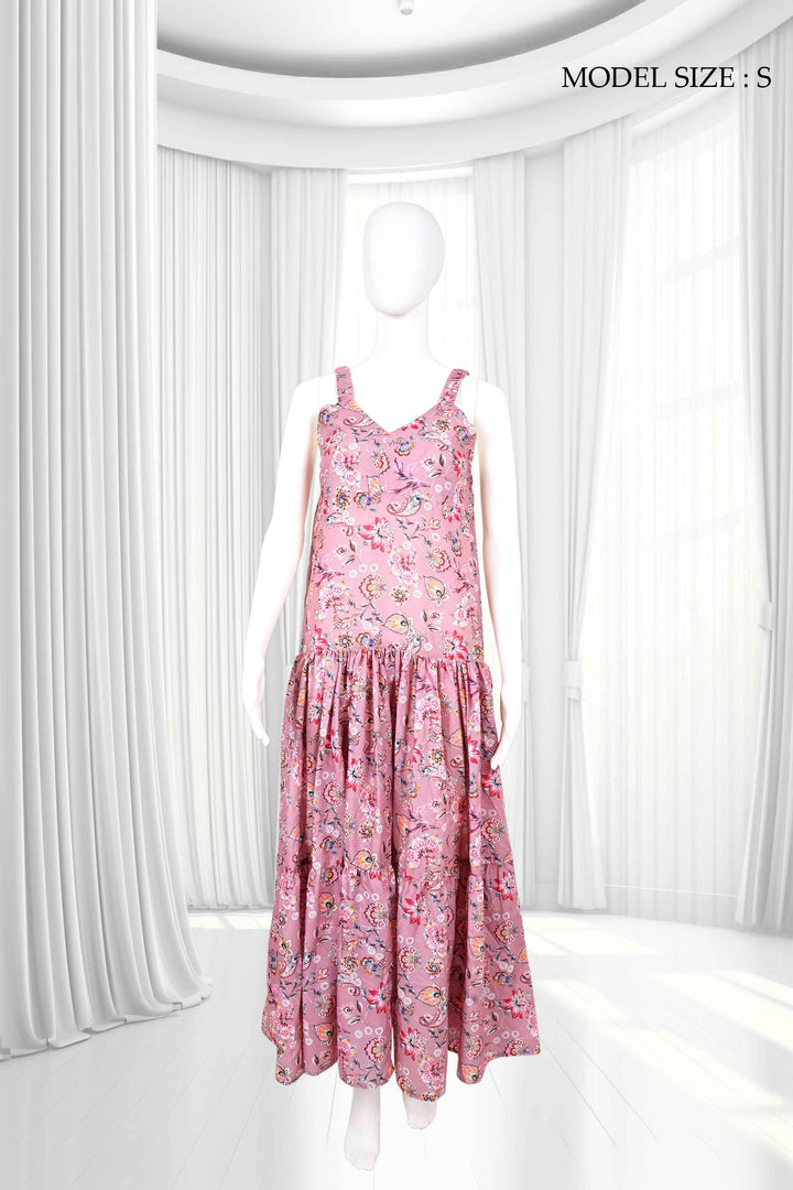 formal pink cotton maxi dresses