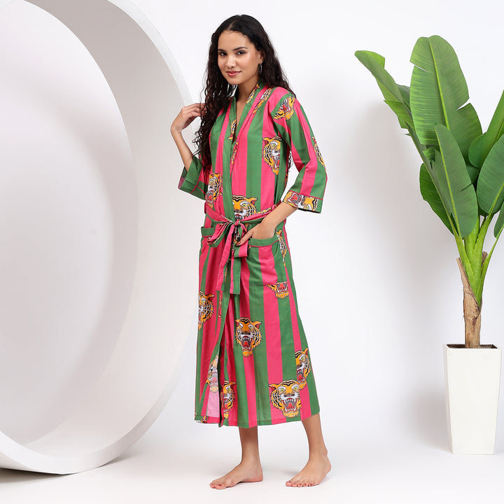 green cotton robes for girls