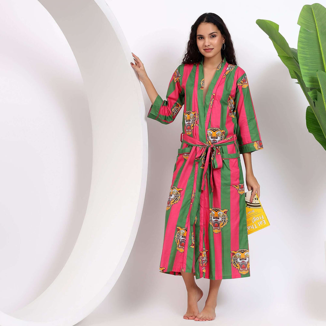 Animal Prints Bathrobe – Tiger Print Kimono Robe & Dressing Gown