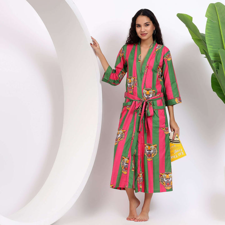 Animal Prints Bathrobe – Tiger Print Kimono Robe & Dressing Gown