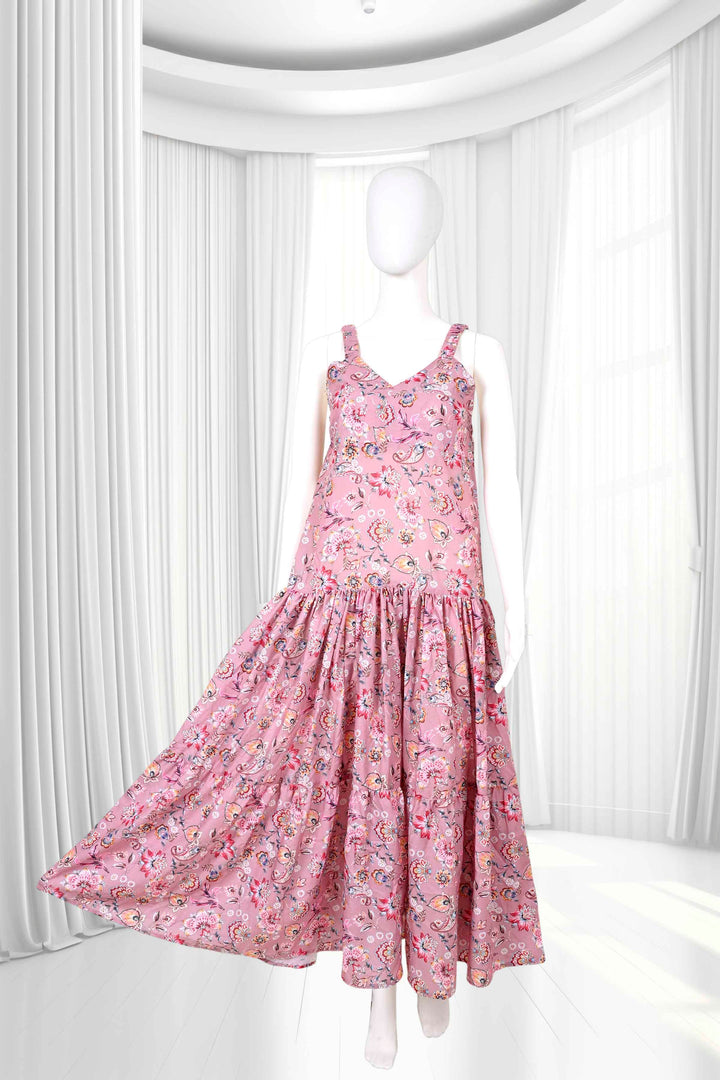 pink long maxi cotton dresses