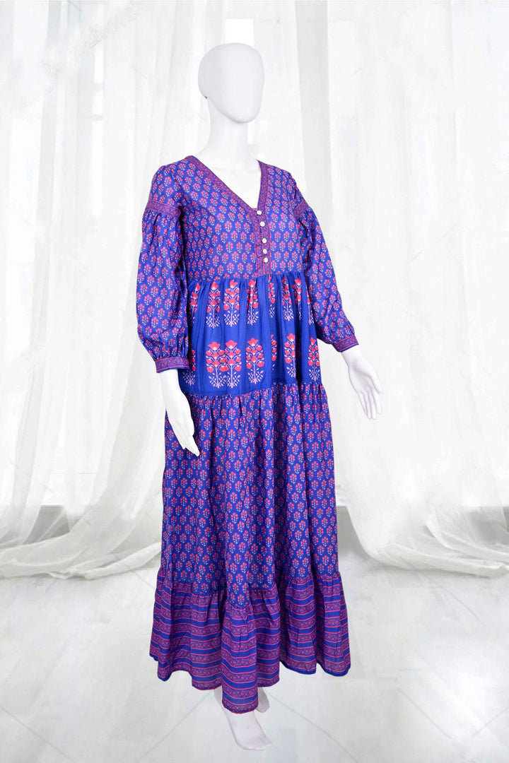 cotton purple maxi dress