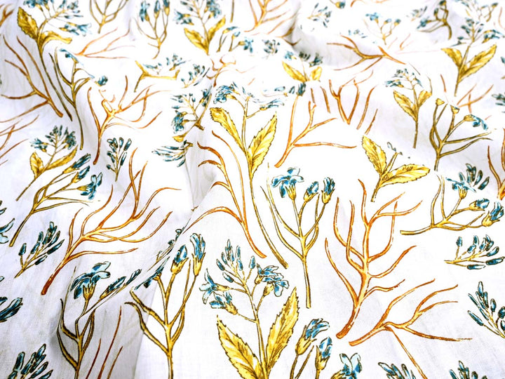 golden leaves fabric by pattern