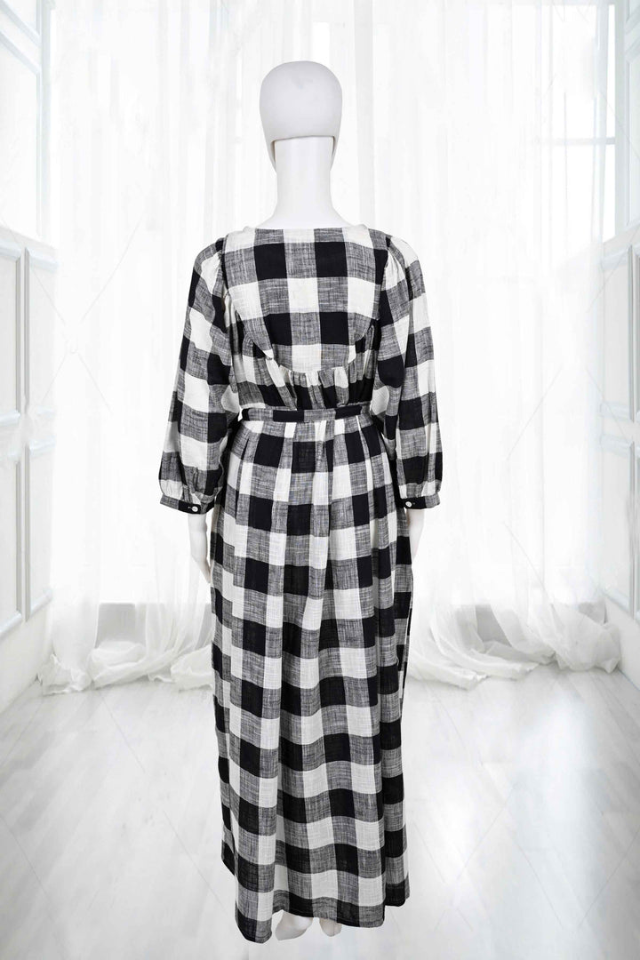 gingham patterns print dress for women