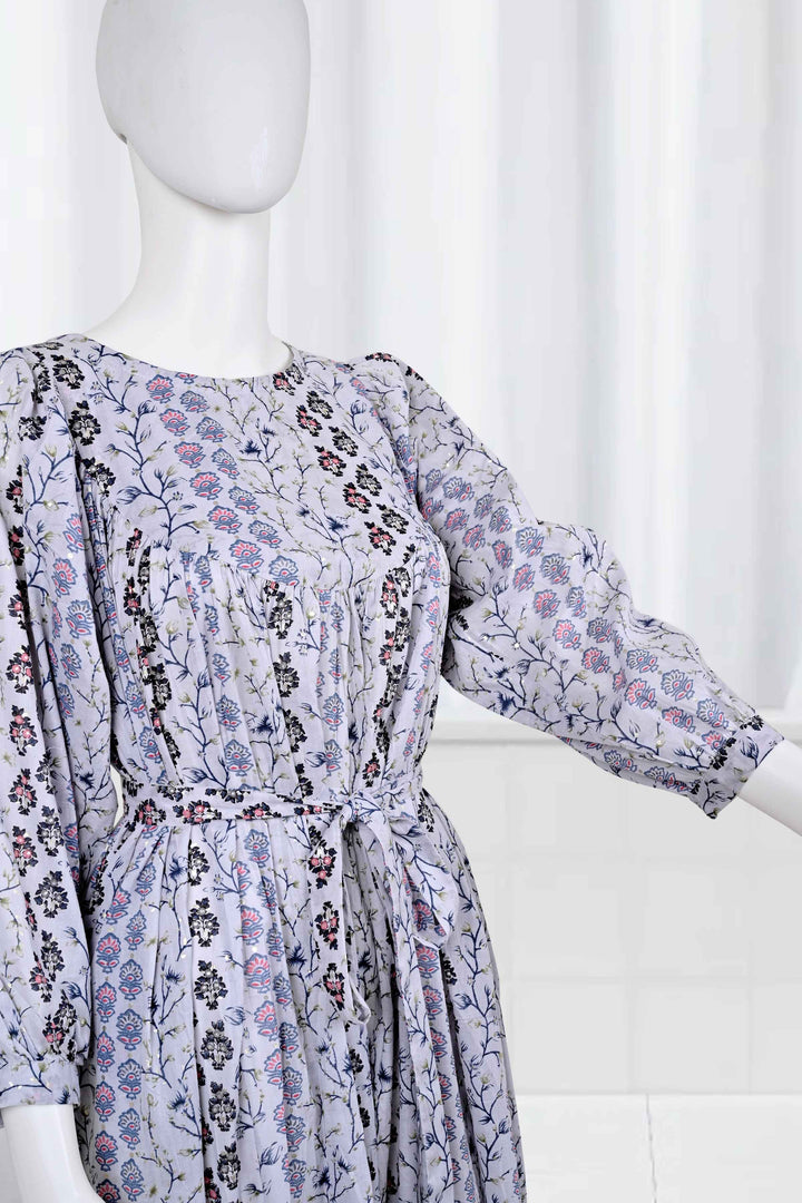 digital print cotton long floral dress