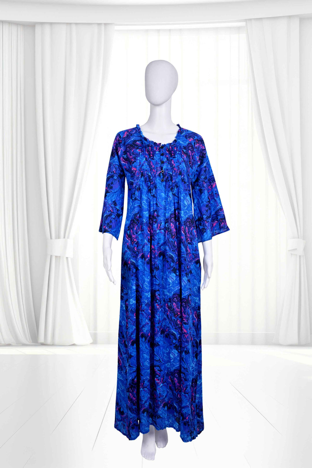 blue maxi dress in cotton 
