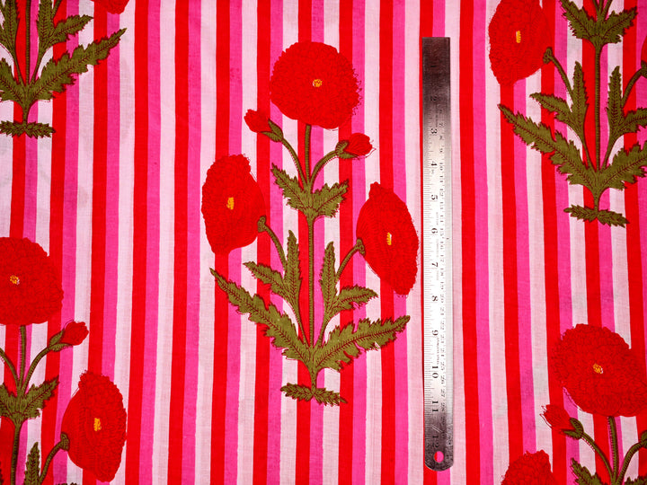 red white cotton printed fabric