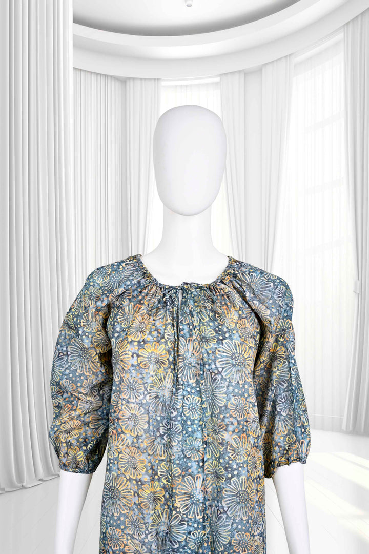 floral digital print cotton maxi dress