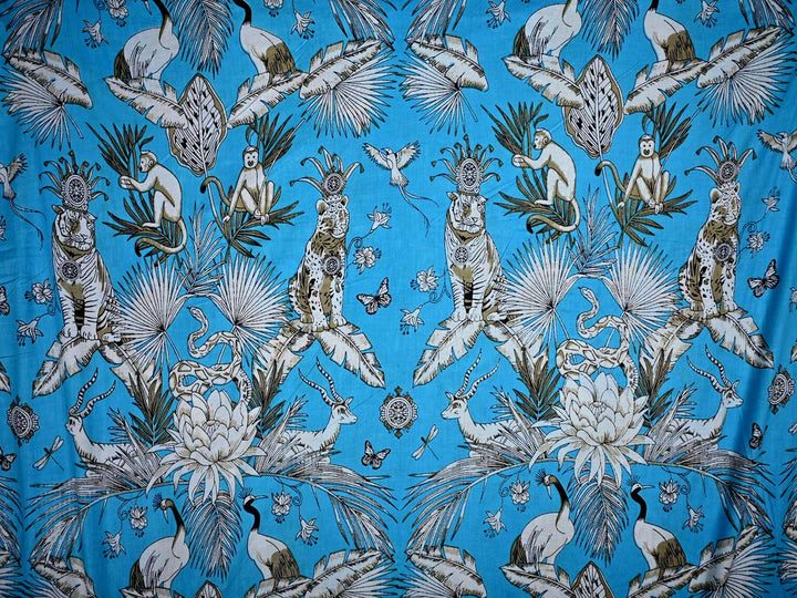 Tropical animal cotton fabric