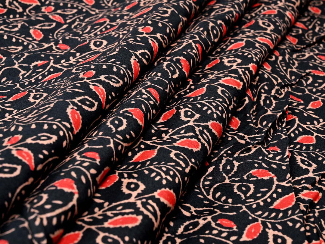 red leaf print fabric by the yard