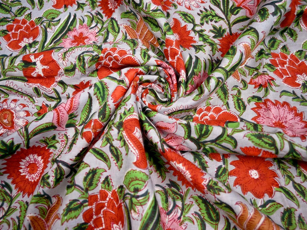 cotton red flowers fabric