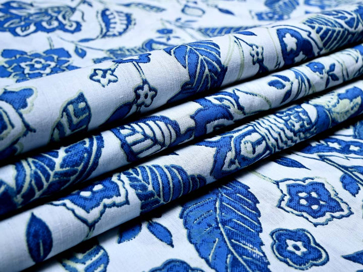 blue leaf fabric by the yard