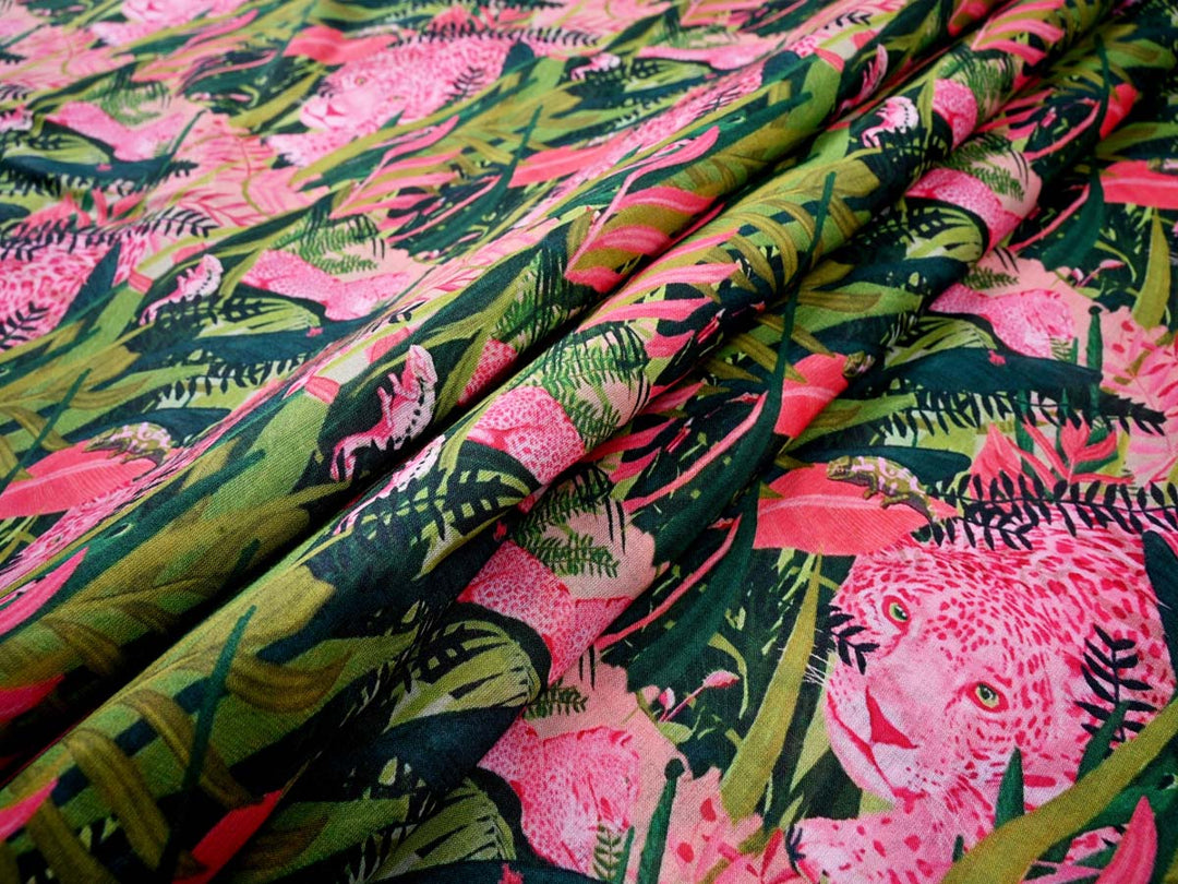 green leaf pattern fabric