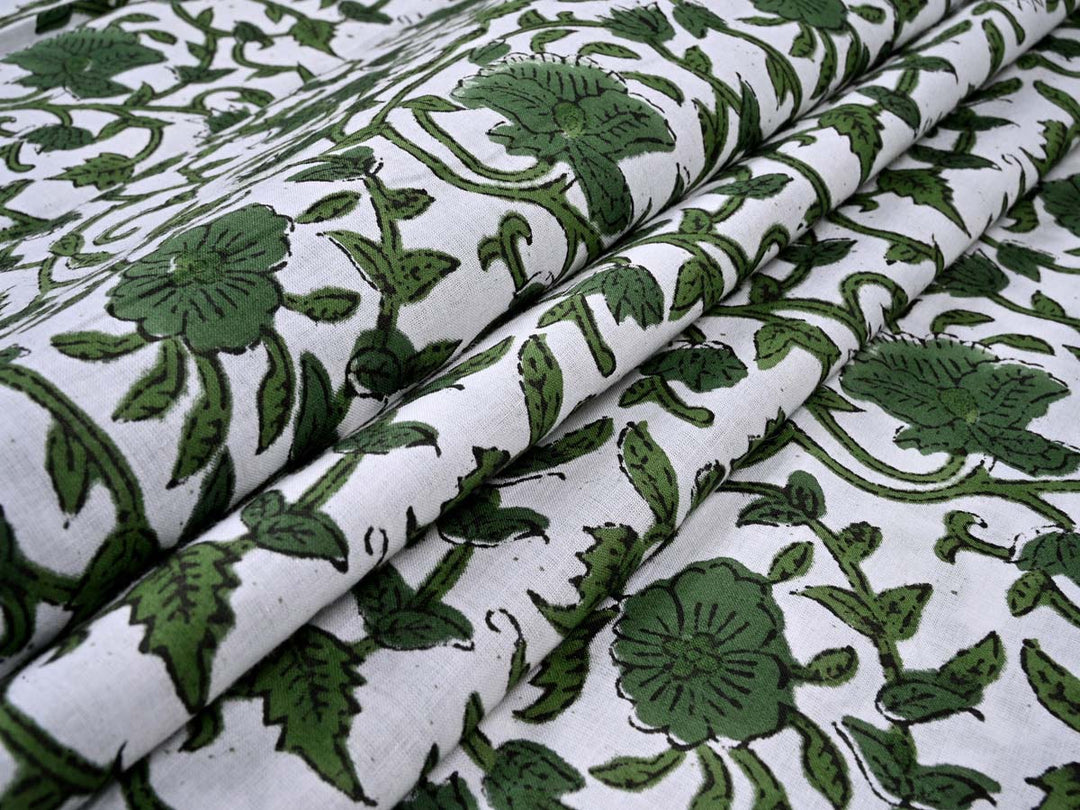 green floral leafy print fabric