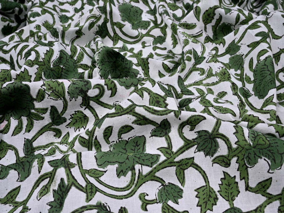 green leaf print fabric for decor