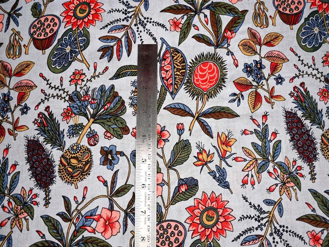 cotton fabric with floral prints