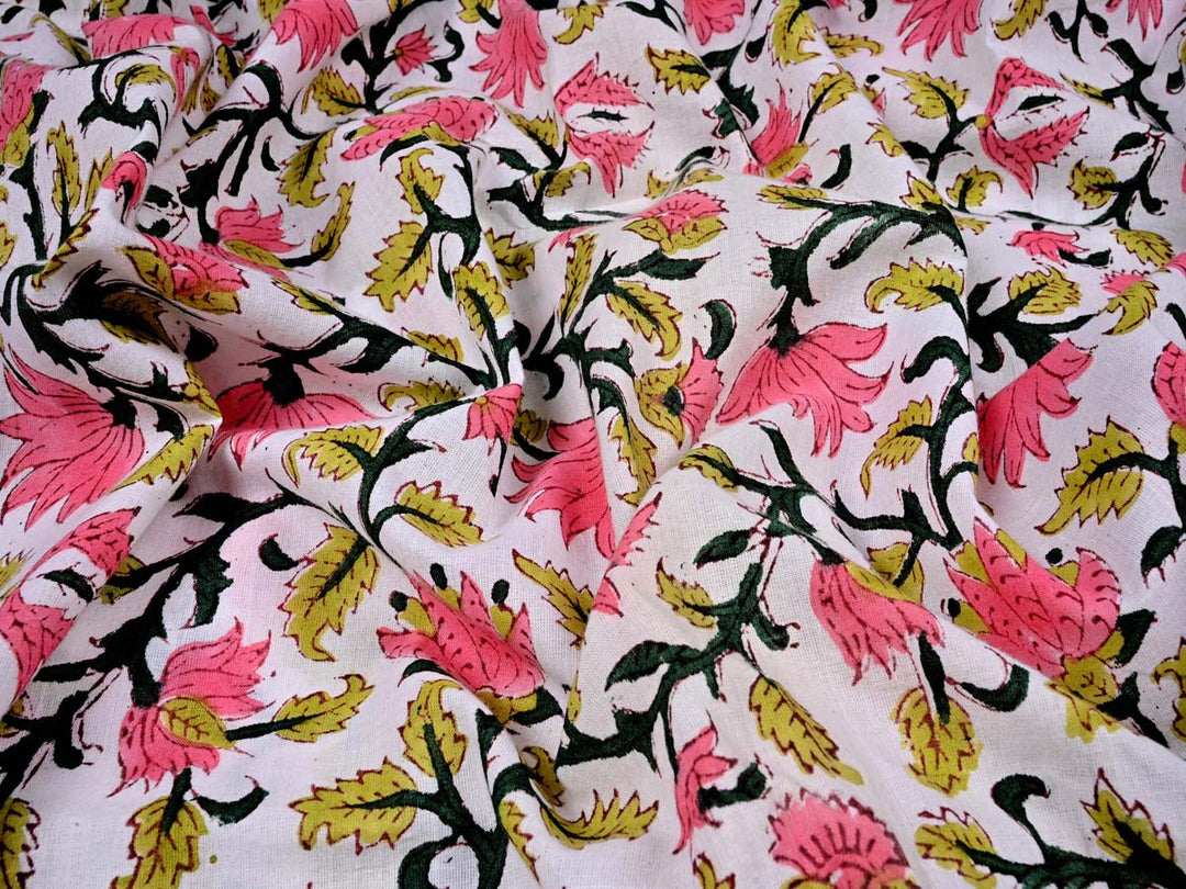 soft pink cotton printed fabric