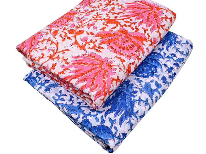 Elegant Home Decor: Cotton Soft Pink Blue Floral Fabric