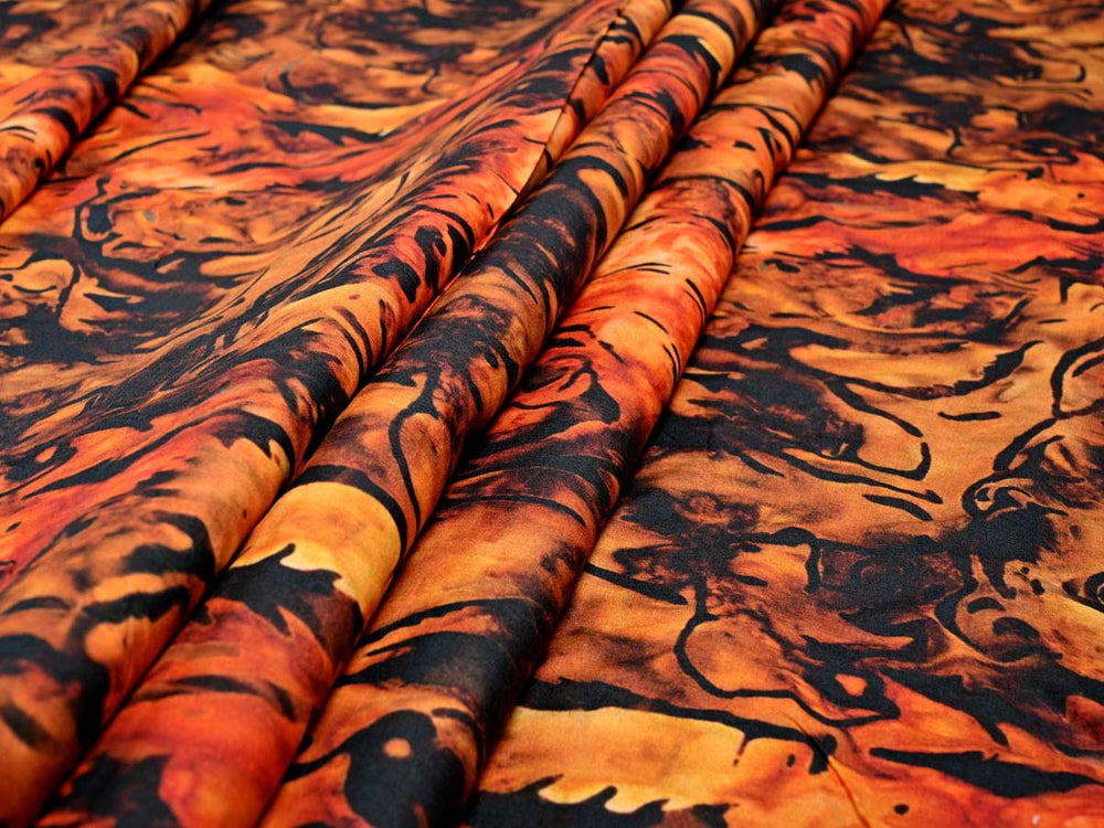 fire printed orange fabric