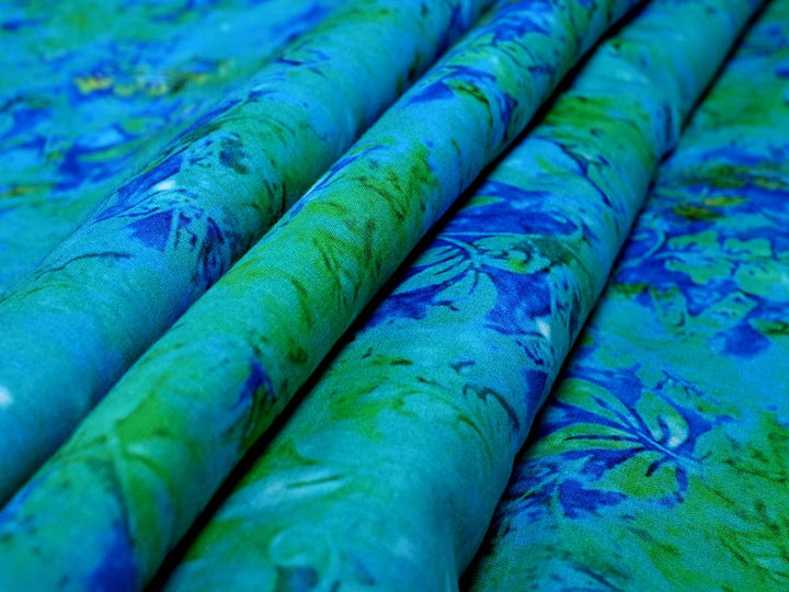 blue green cotton fabric