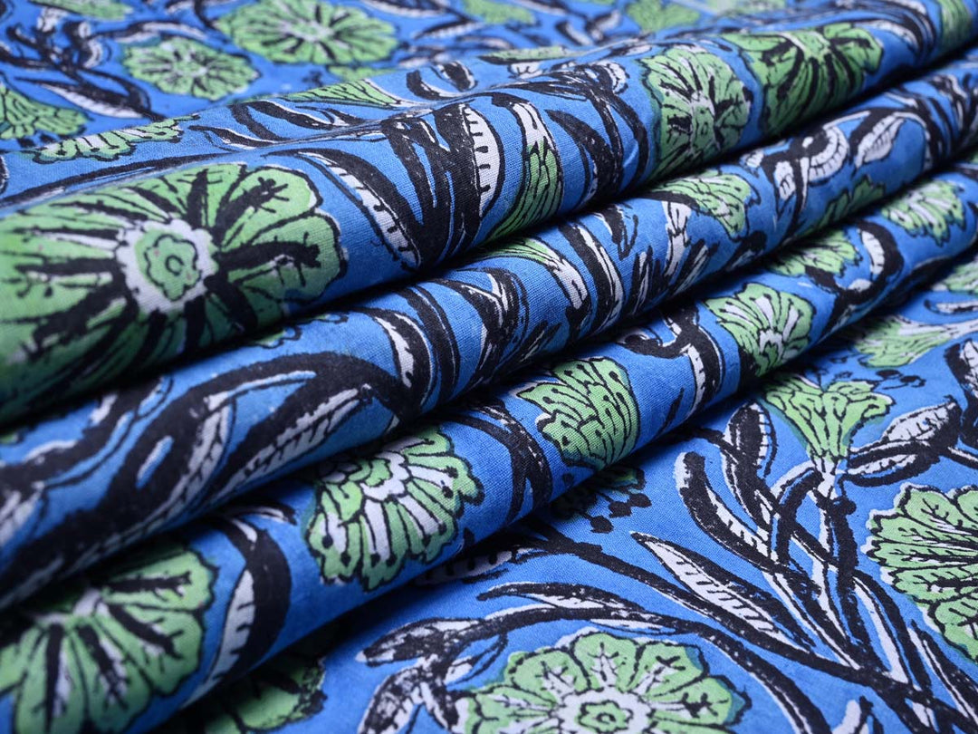 cotton blue flower fabric