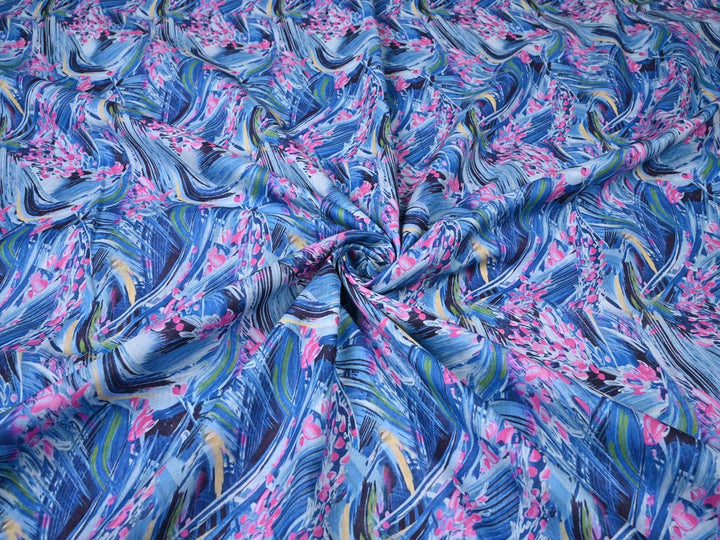 blue abstract cotton fabric designs