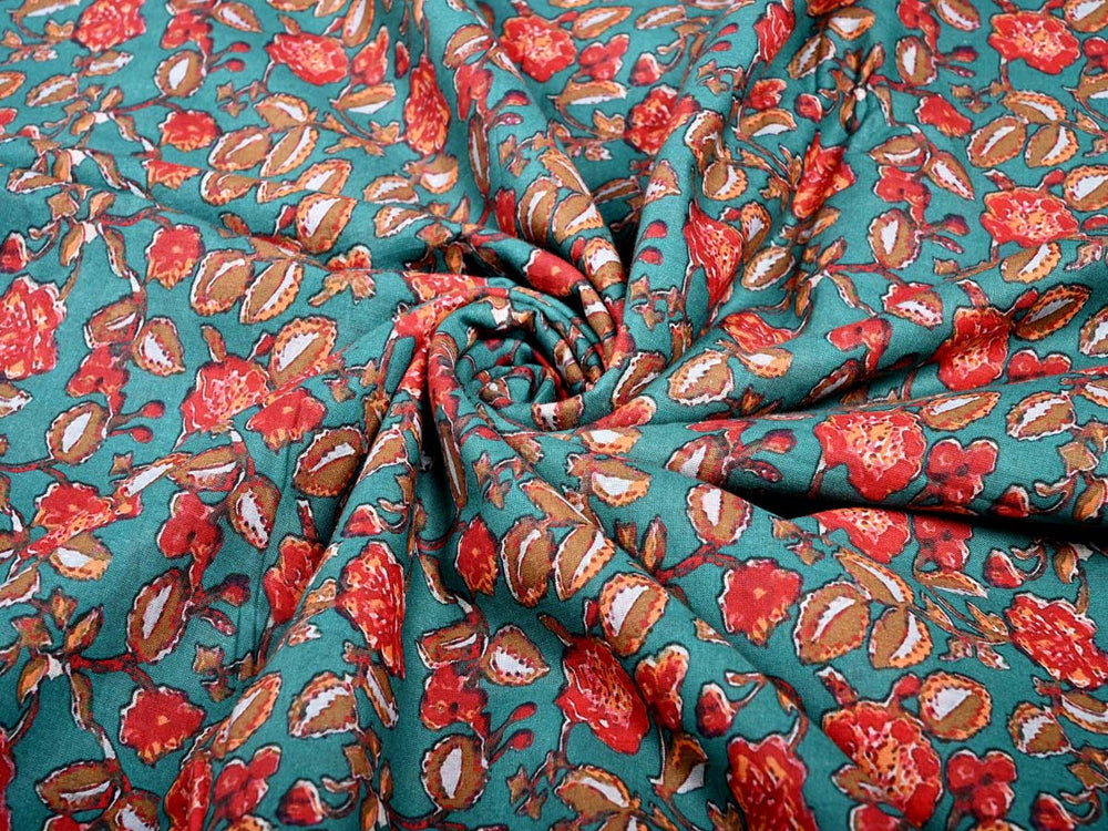 red floral print fabric