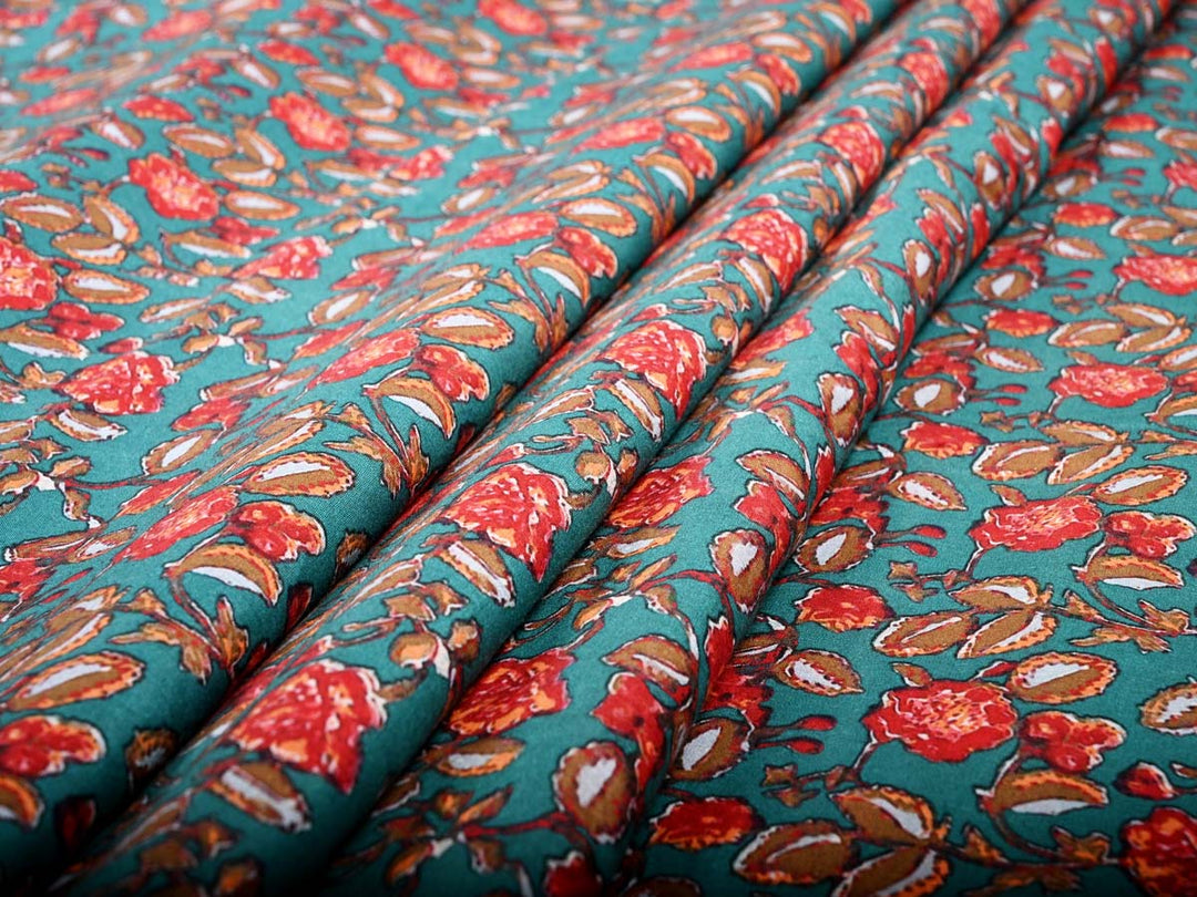 red flower prints fabric